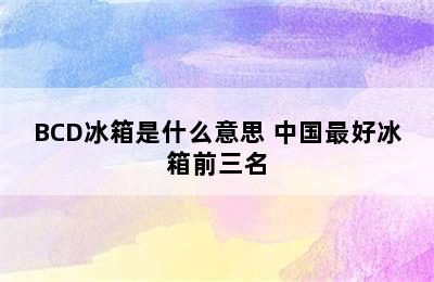 BCD冰箱是什么意思 中国最好冰箱前三名